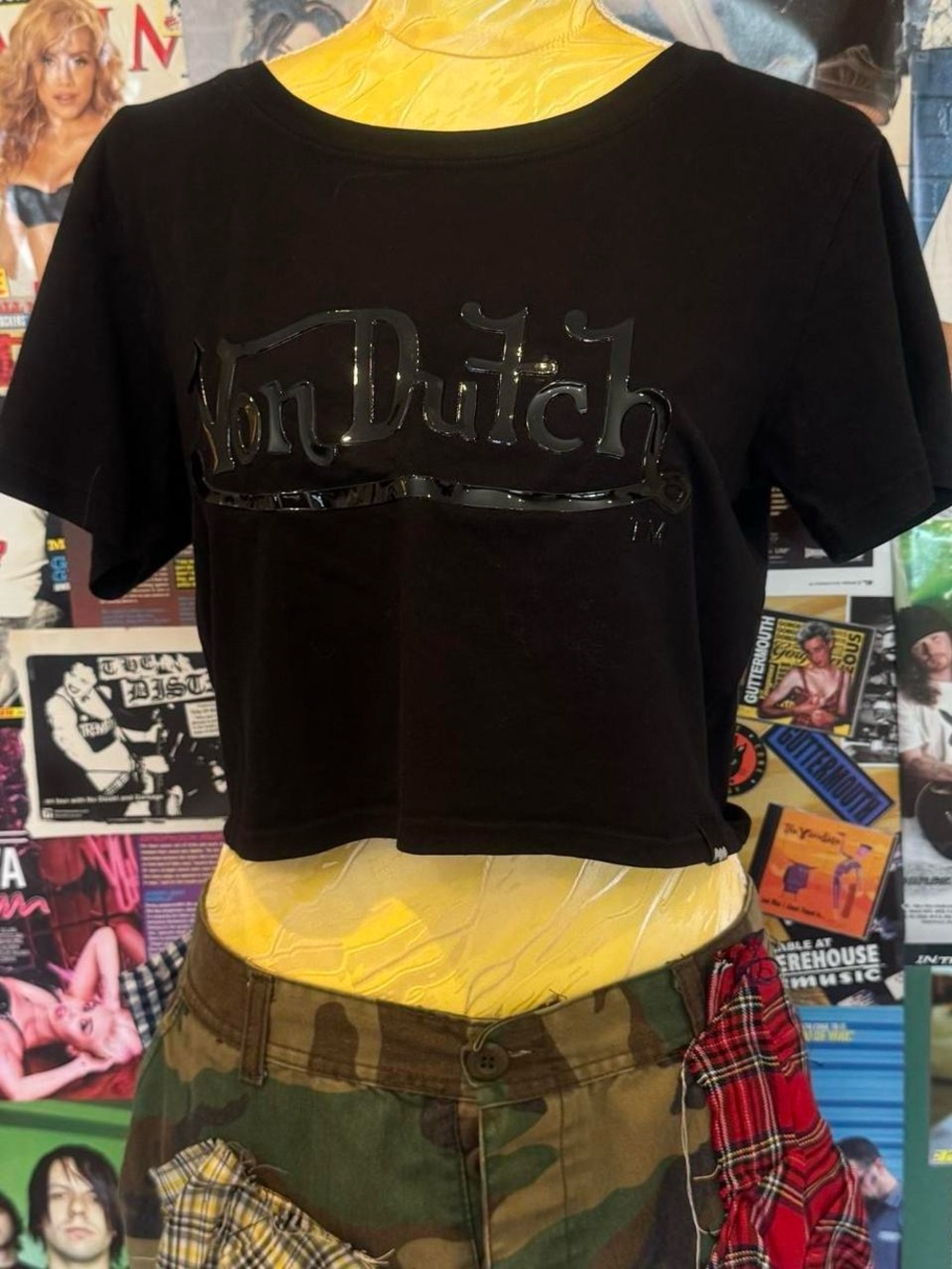 Von Dutch Black Cropped Logo Tee - Kids